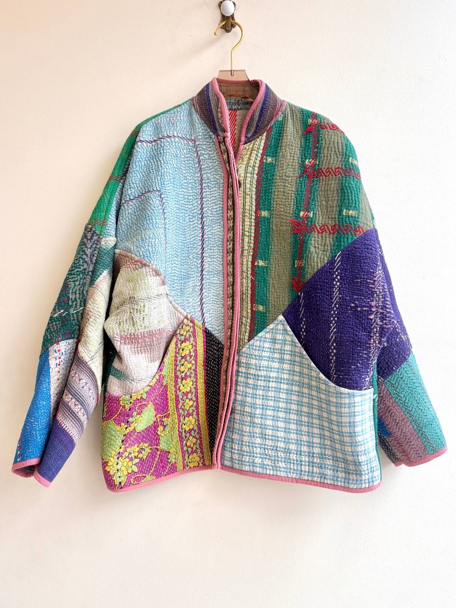 Reversible Ladhiya Quilted Jacket in Colors Light Clay, Hot Red, Bone White, Pink & Kelly Green, Light Blue, Deep Pink, Cream - Made X Hudson