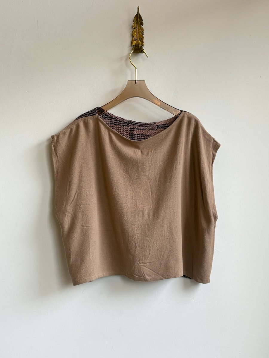 Handwoven Blouse in Tan & Blush - Made X Hudson