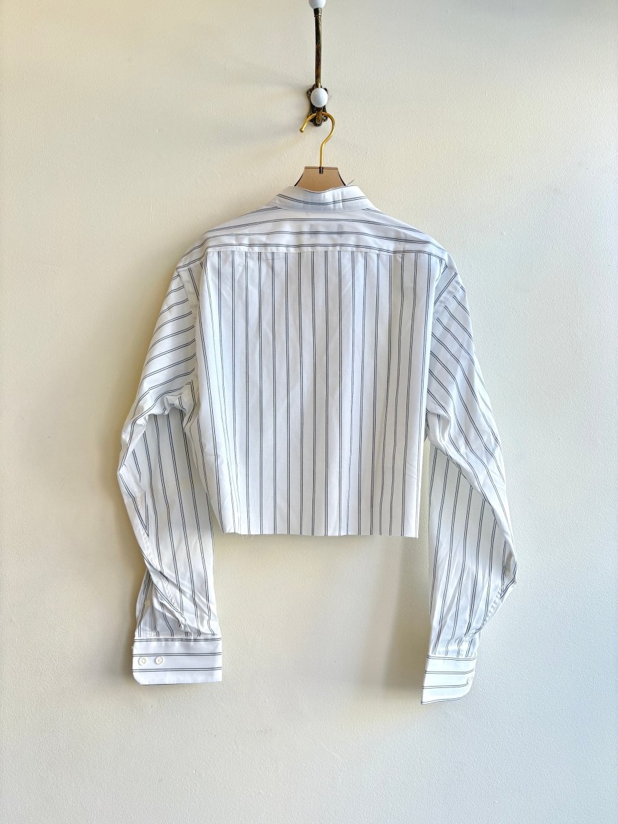 Annette Crop White Top w/ Black Pinstripe (Reworked) - Made X Hudson