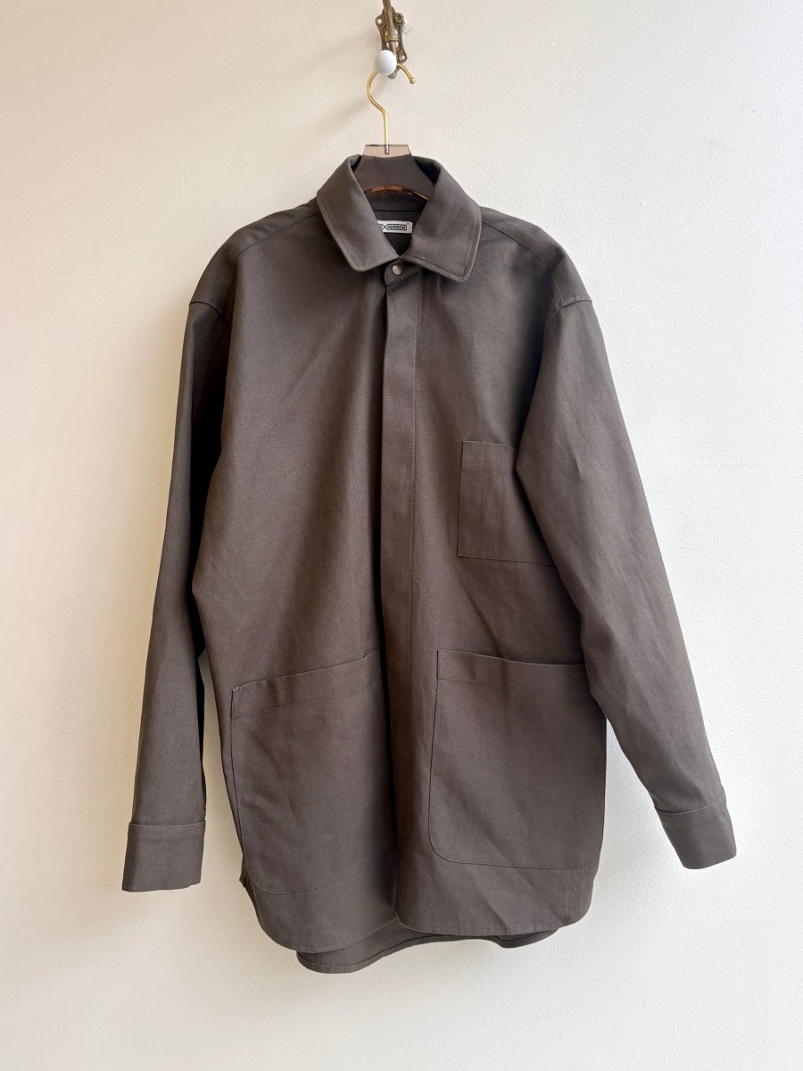 Utility Shirt Snap Up in Moss Hemp - Cotton w/ Patch Pockets - Made X Hudson