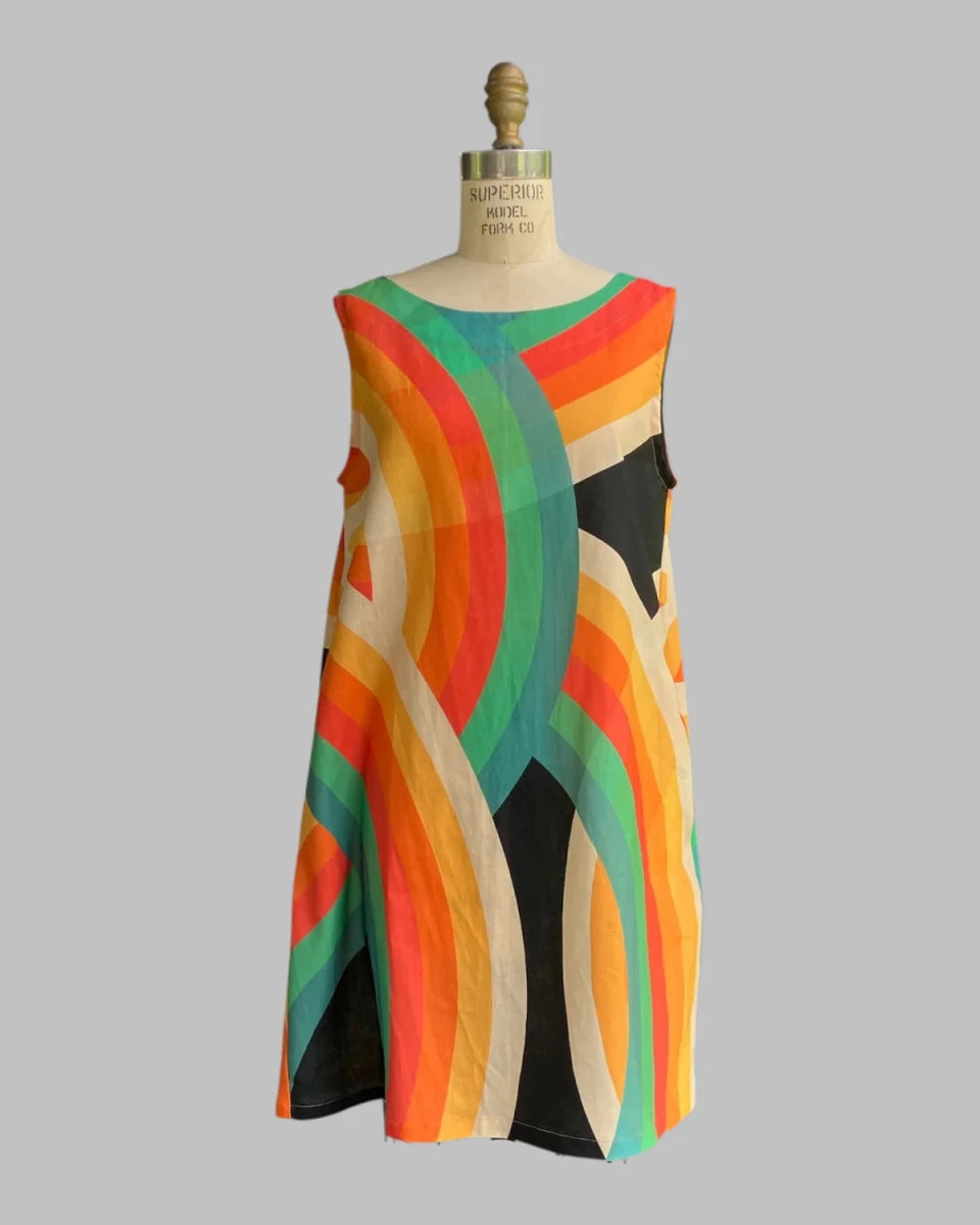 Mini Mu'u in Rainbow Black Print Sleeveless Baby Doll Dress - Made X Hudson