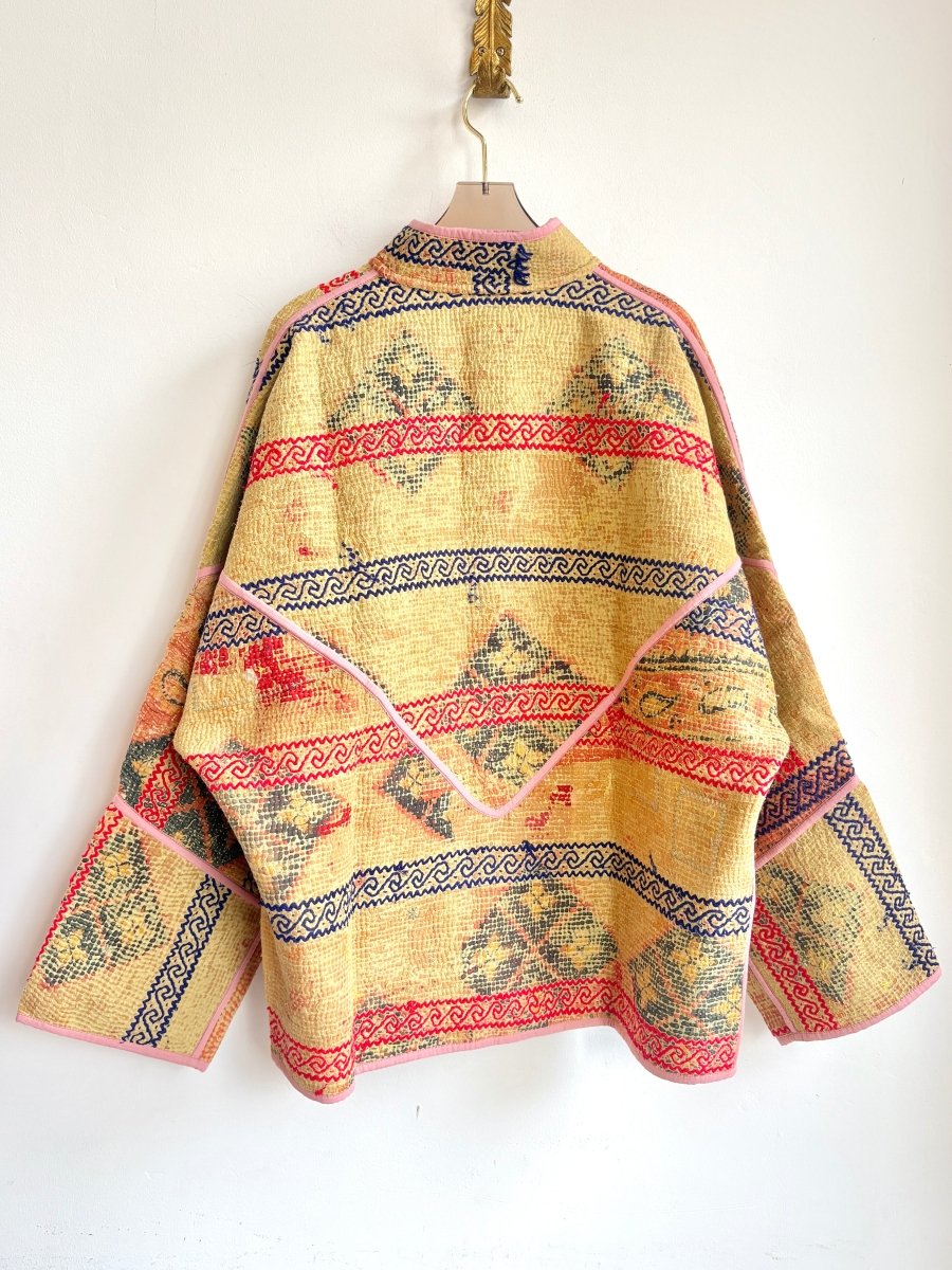 Reversible Ladhiya Quilted Jacket in Colors Mustard, Red, Blue, Orange & Dijon Yellow, Olive, Gold - Made X Hudson