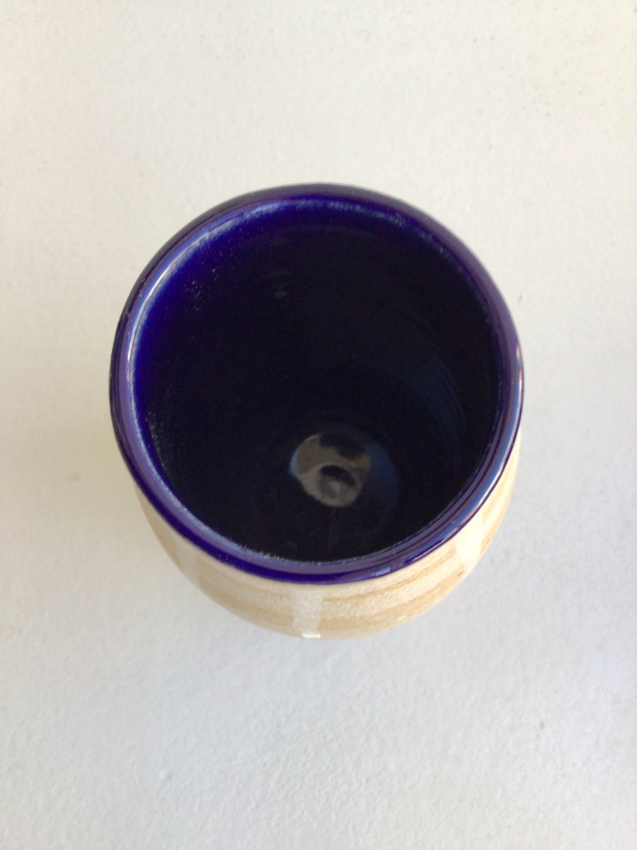 Drip with Navy Glazed Interior Decorative Vase 2 - Made X Hudson