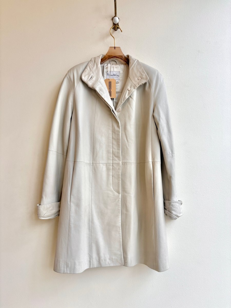 Pamela McCoy | White Leather Coat with Gold Rose (Vintage) - Made X Hudson