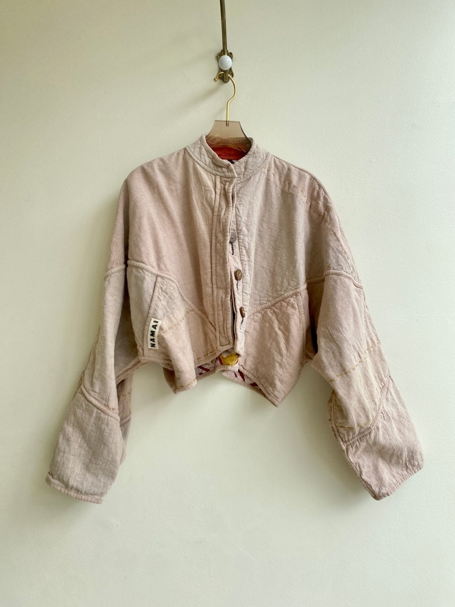 Reversible Kaira Quilted Cropped Jacket in Colors Red, Yellow, Black & Flax - Made X Hudson