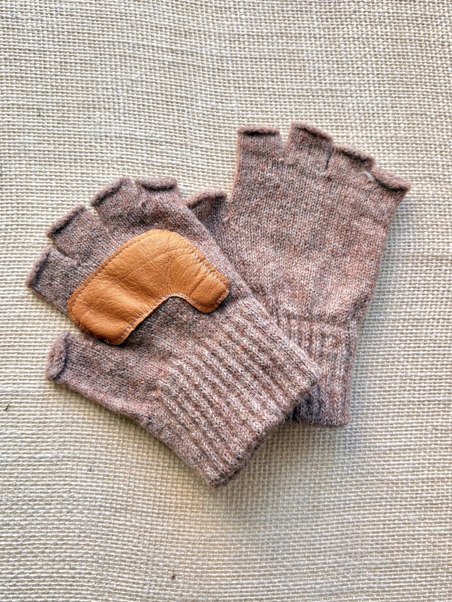 Fingerless Wool Gloves w/ Leather Palms | Womens One Size (Multiple Colors) - Made X Hudson
