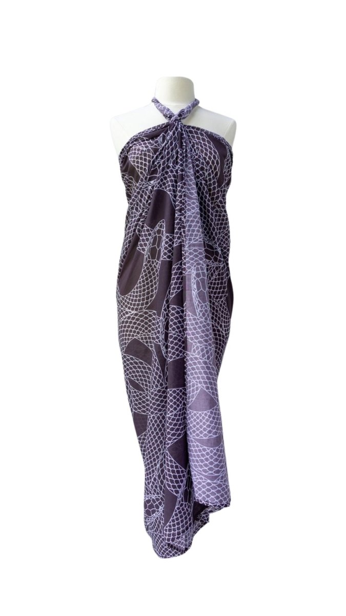 Sarong Tie Wrap Dress (Mauve/Brown Snake Print) - Made X Hudson