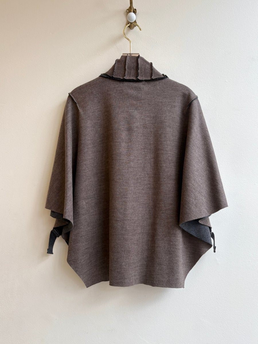 Taupe Grey Adjustable Wool Capelet | 2T - Made X Hudson