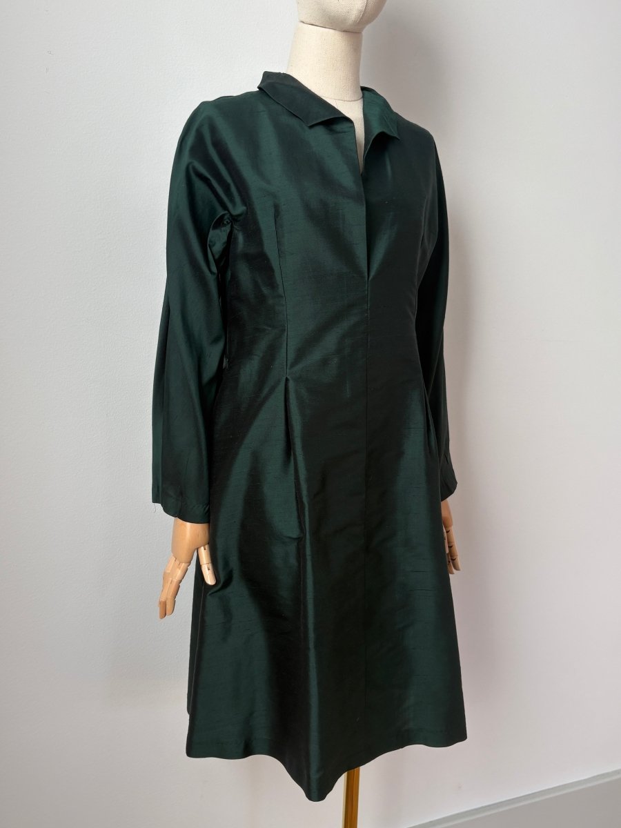 Ulrike Tunic in Emerald Silk Shantung - Made X Hudson