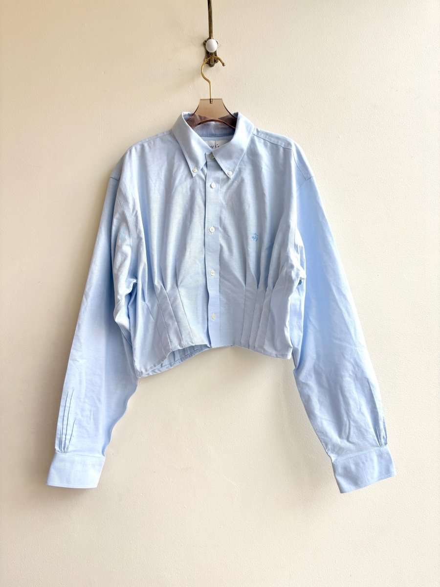 The Kevin Top | Baby Blue Solid w/ Gathered Waist (Reworked) - Made X Hudson