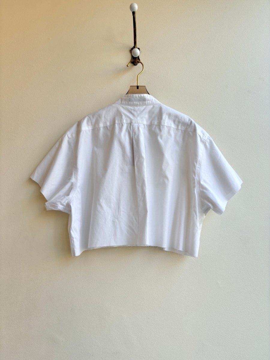 White Short Sleeve Annette Crop Top (Reworked) - Made X Hudson