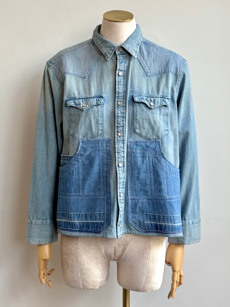 Lavender Top - Stitch Multi - Pocket Denim Shirtjacket (Reworked) - Made X Hudson