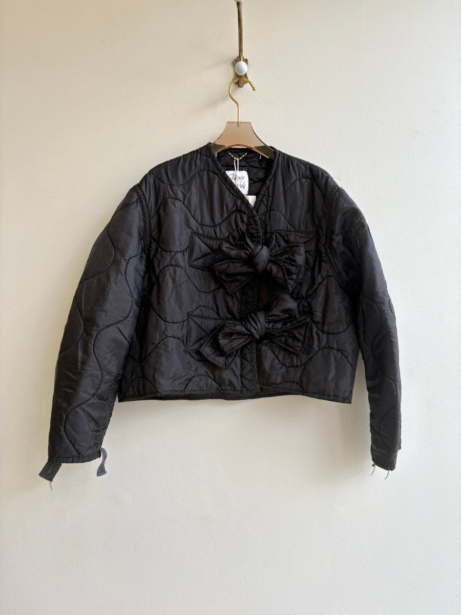 Black Army Liner Quilted Coat w/ Tie Close (Reworked) - Made X Hudson