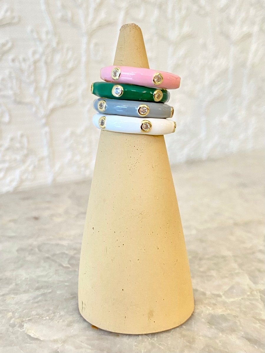 Gold Filled Enamel Ring w/ Cubic Zirconia Stones - Made X Hudson