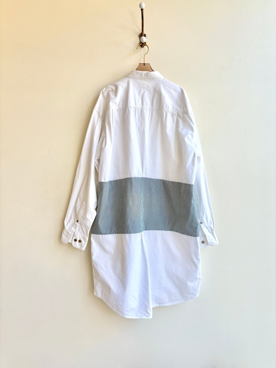 White & Green Stripe Des Dress (Reworked) - Made X Hudson