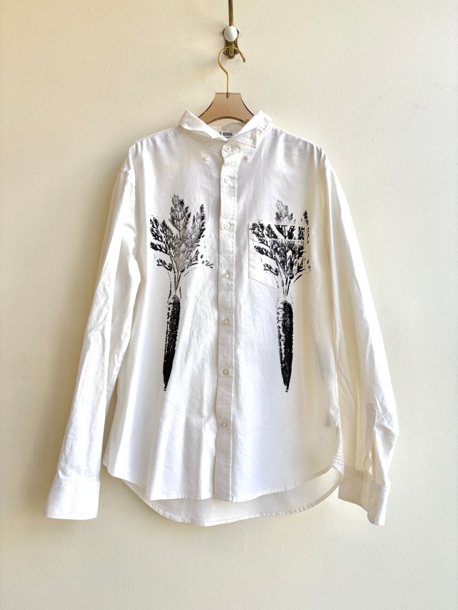 “Hattie” White Carrot Print Shirt (Reworked) - Made X Hudson