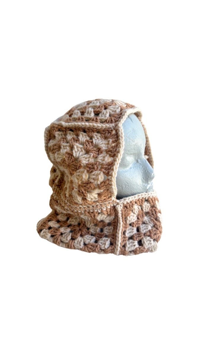 Cream and Tan Hand Crochet Balaclava - Made X Hudson