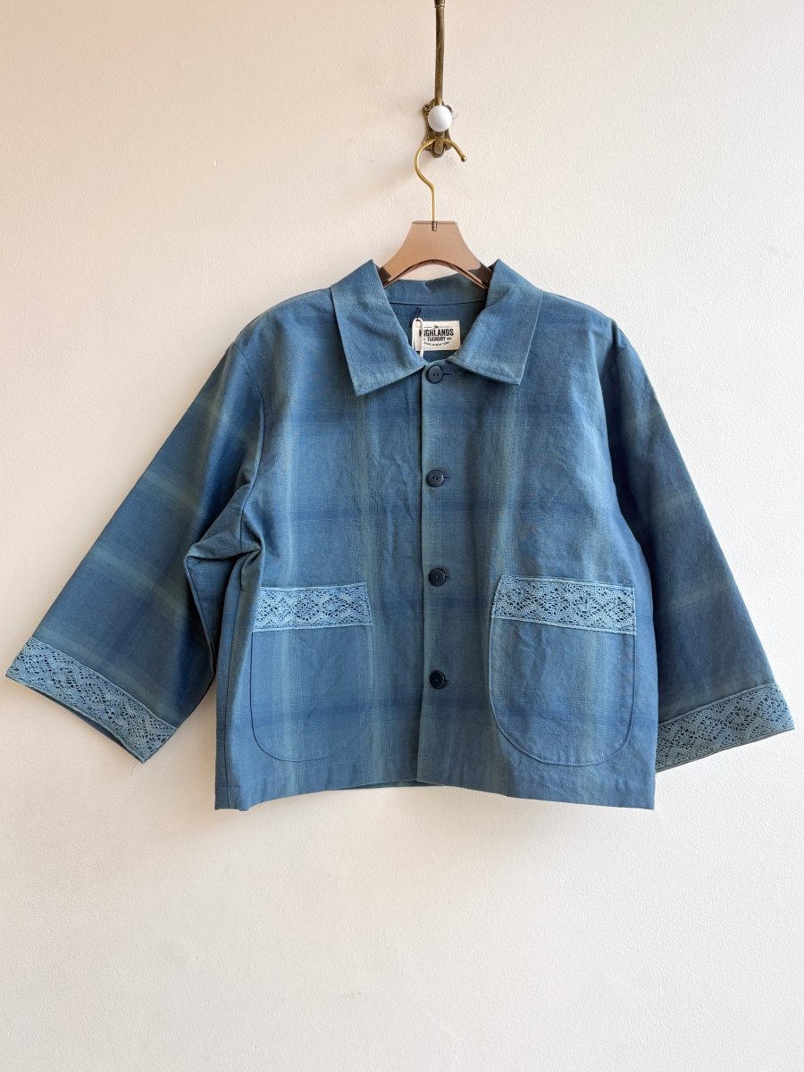 Indigo Crop Plaid Utility Jacket - Made X Hudson