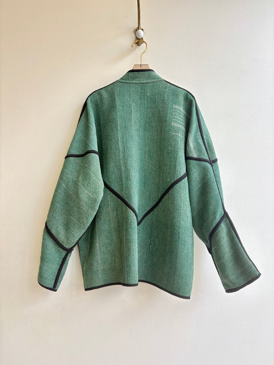 Reversible Ladhiya Quilted Jacket in Green, White & Charcoal, Teal, Gold, Blush - Made X Hudson
