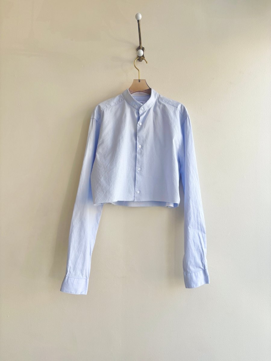 Annette Crop Light Blue Textured Top (Reworked) - Made X Hudson