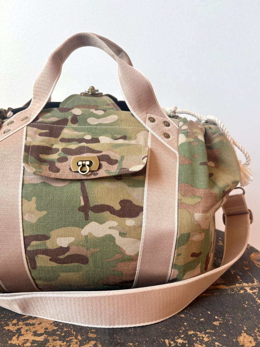 Mini Cross - Body Duffel Bag in Faded Camo w/ Cream Webbing - Made X Hudson