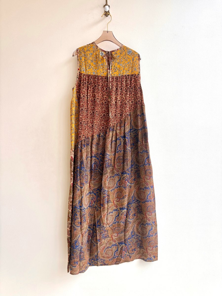 Anan Long Dress, Upcycled Silk in Colors Bronze, Rust, Navy, Marigold, Ivory - Made X Hudson