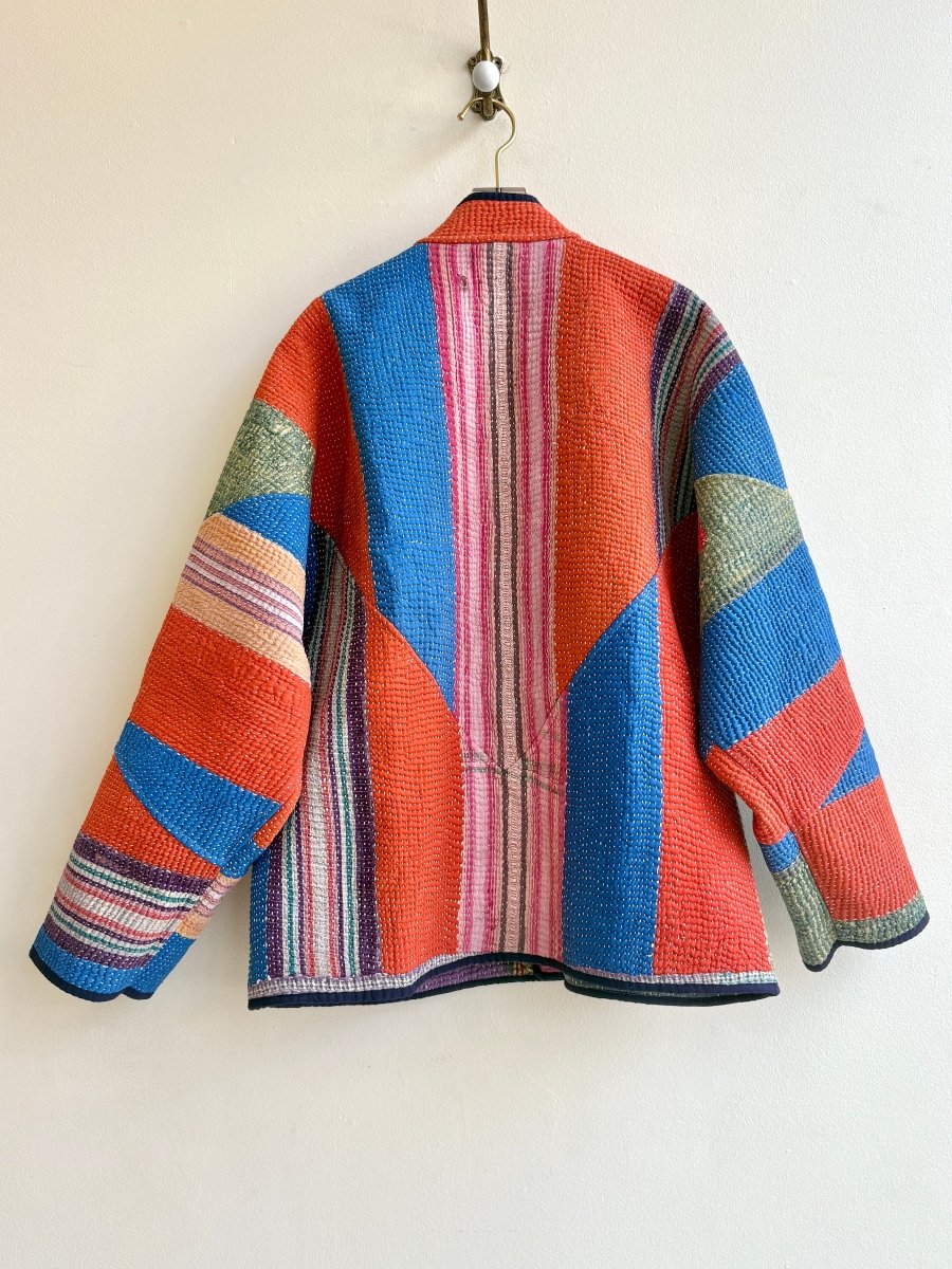 Reversible Ladhiya Quilted Jacket in Colors Blue, Carrot Orange, Sage & Lilac and Forest Green - Made X Hudson