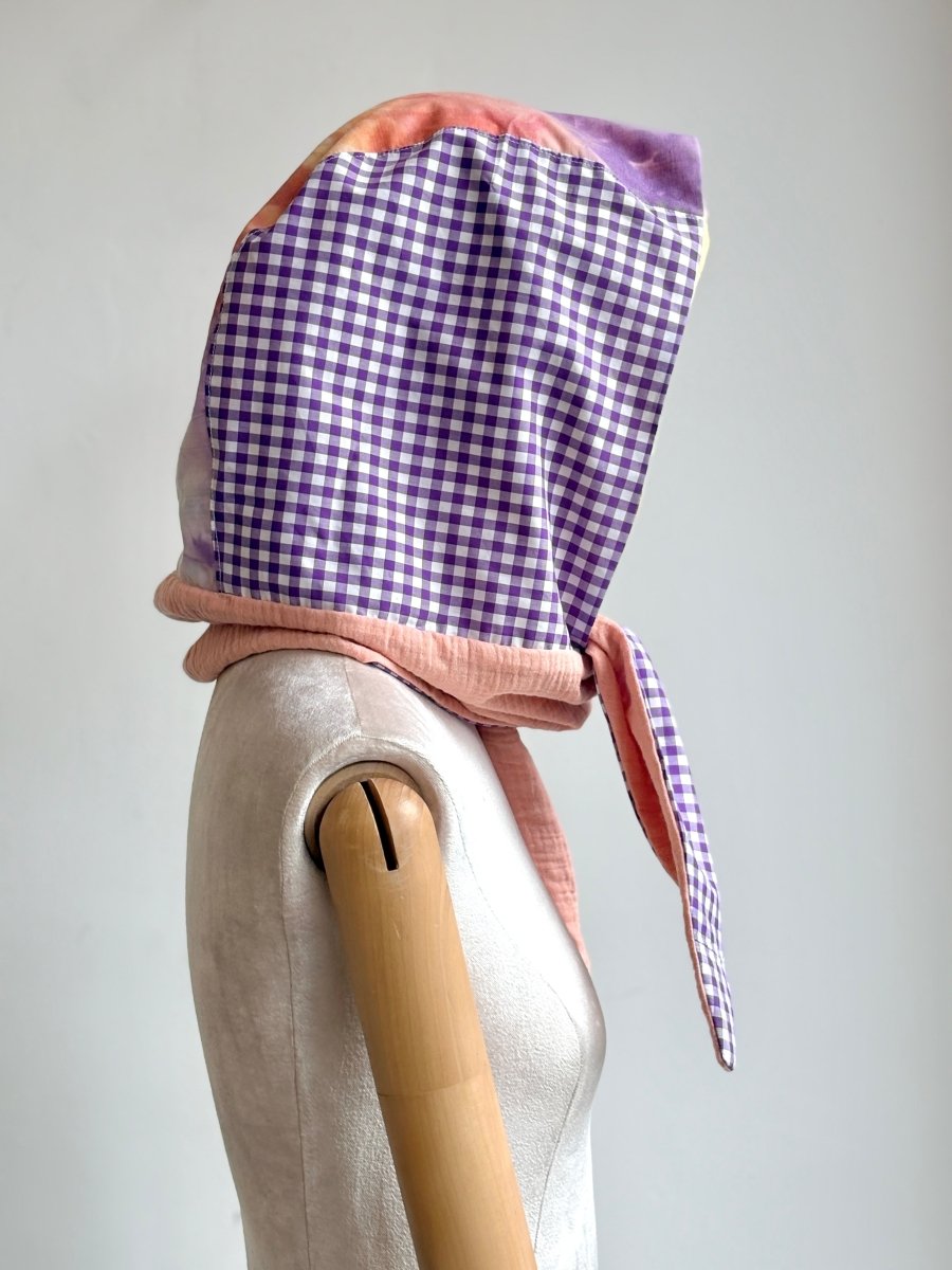 Hooded Patchwork Scarf in Pink & Purple - Made X Hudson