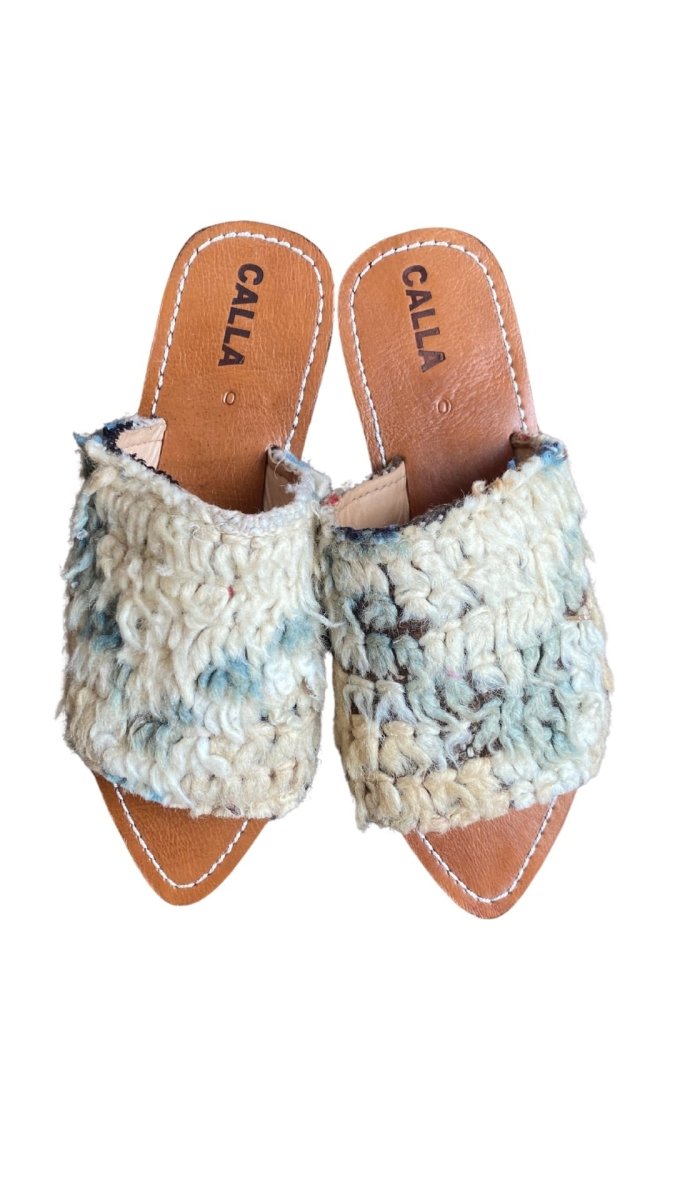 Moki Babouche “Sand IV” Flats In Colors Pale Grey & Cream (Size 40) - Made X Hudson