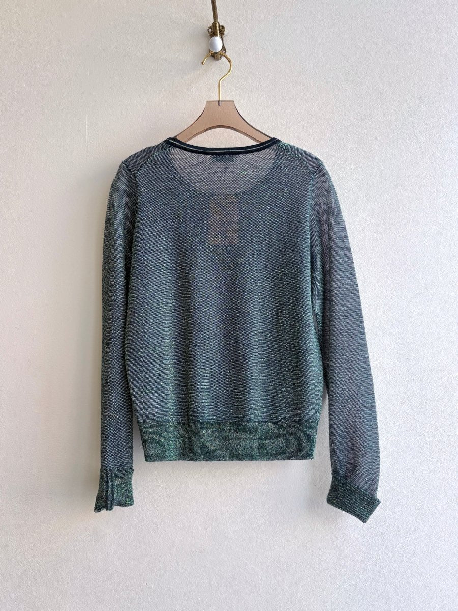 Dries Van Noten | Metallic Green and Navy Sweater (Vintage) - Made X Hudson