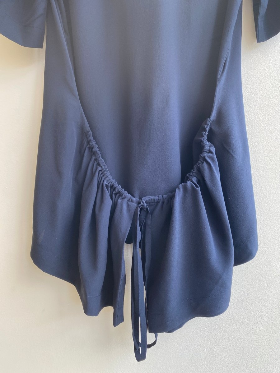 Stella McCartney | Navy Button Down Top w/ Ruffle Back Peplum (Vintage) - Made X Hudson