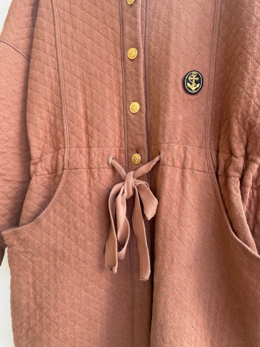 SONIA RYKIEL Paris | Burnt Orange Waist Cinch Button - Up Quilted Jacket (Vintage) - Made X Hudson