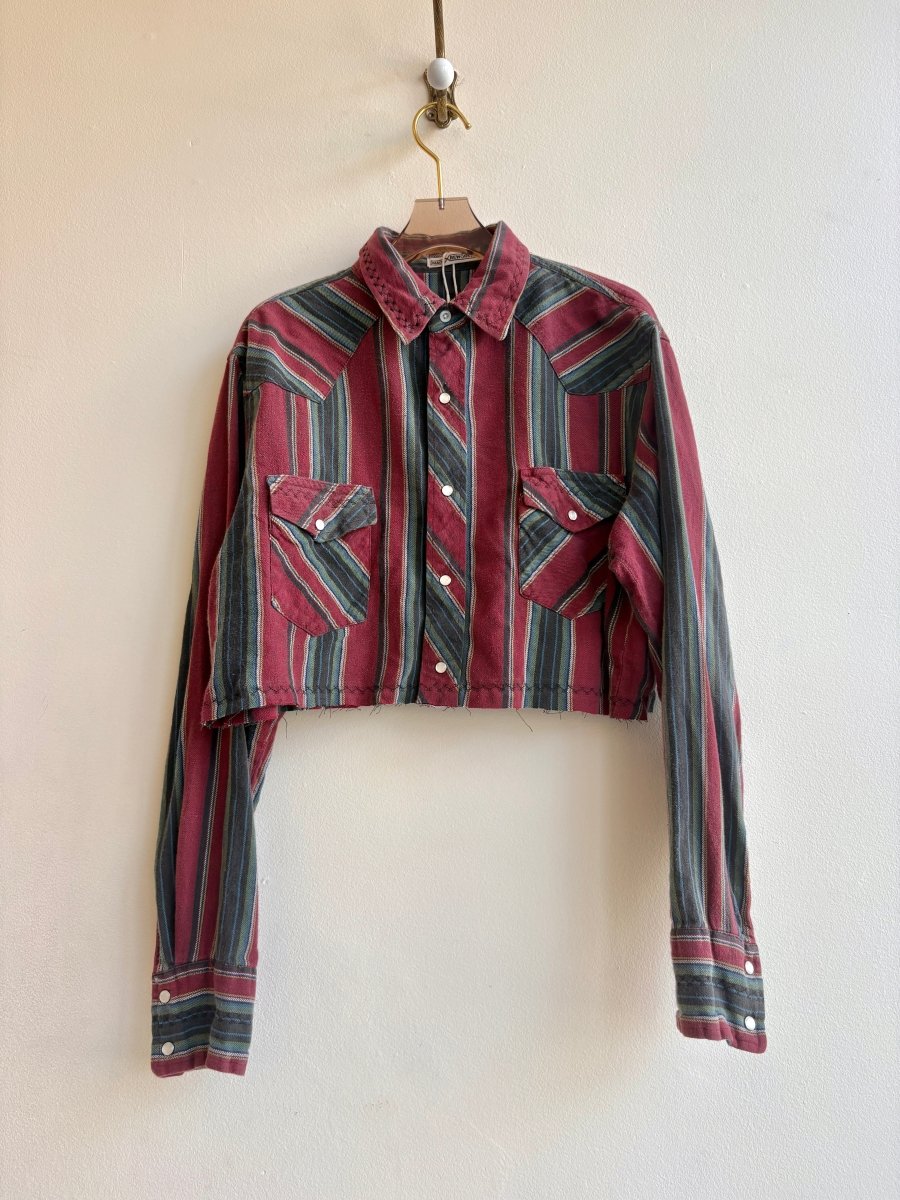 The Valley Shirt Long Sleeve in Vintage Red, Black, and Green Stripe (Reworked) - Made X Hudson