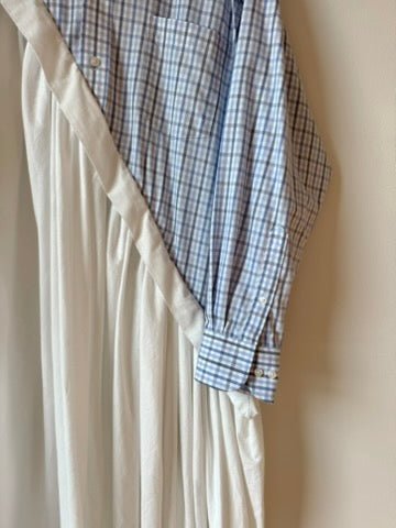 Asymmetric Shirtwaist Dress in Blue & Navy Plaid & White (Reworked) - Made X Hudson