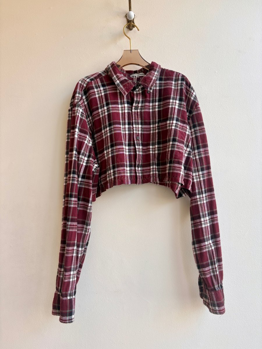 The Valley Shirt Long Sleeve in Maroon, Green, and White Plaid Flannel (Reworked) - Made X Hudson