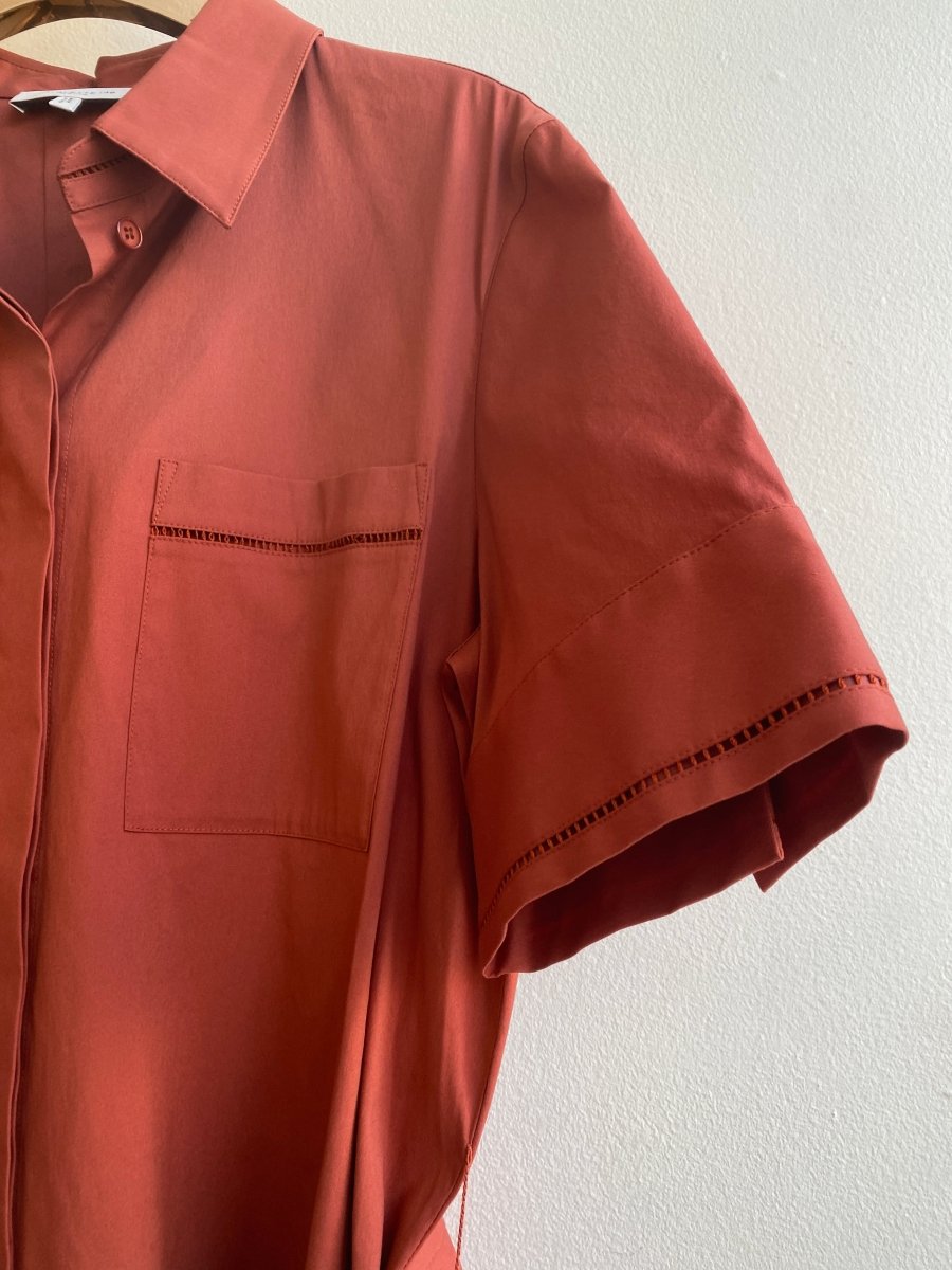Lafayette 148 | Burnt Orange Button Down Short Sleeve Dress (Vintage) - Made X Hudson