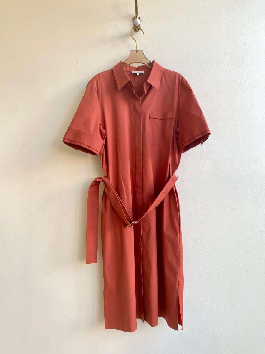 Lafayette 148 | Burnt Orange Button Down Short Sleeve Dress (Vintage) - Made X Hudson