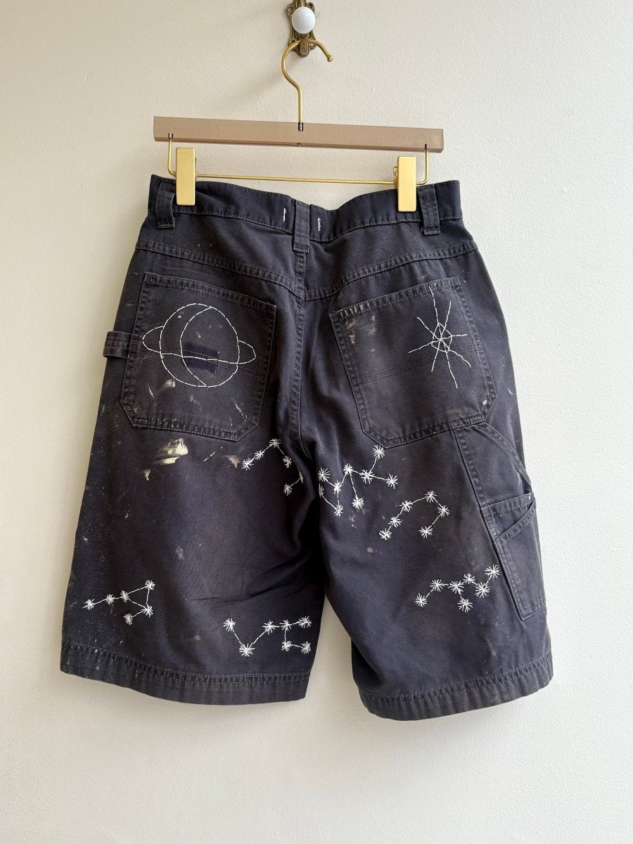 Galaxy Hand Embroidered Black Shorts (Reworked) - Made X Hudson