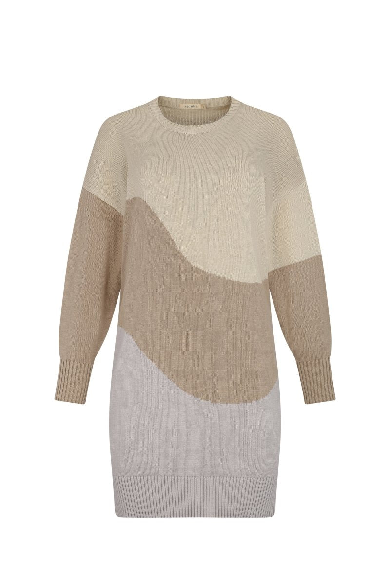 Beige Tone Cocoon Knit Dress - Made X Hudson