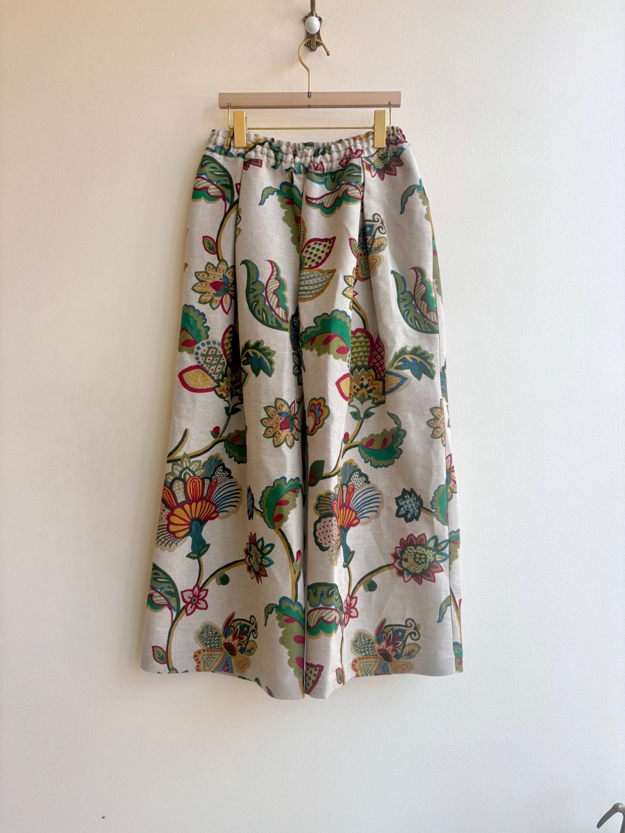 Jacobean Floral Linen Wide-Leg Pant - Made X Hudson