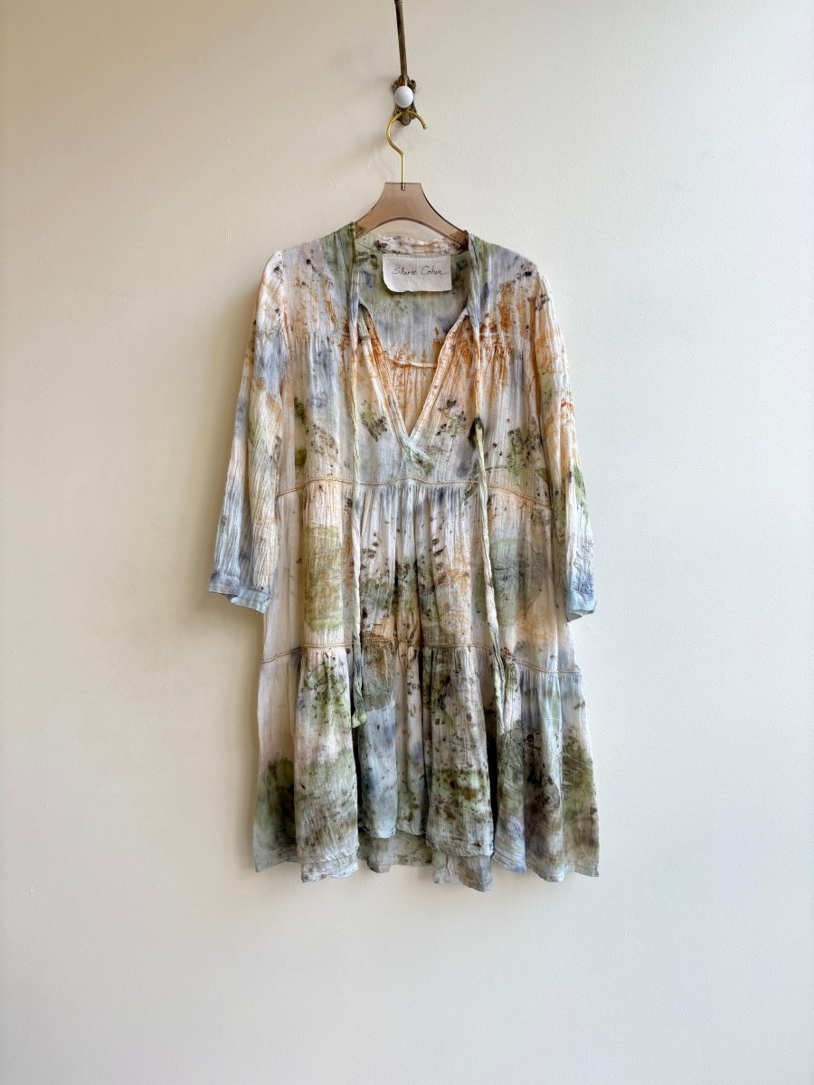 Blue, Orange, Olive 2 - Tier Eco - Printed Dress (Reworked) - Made X Hudson