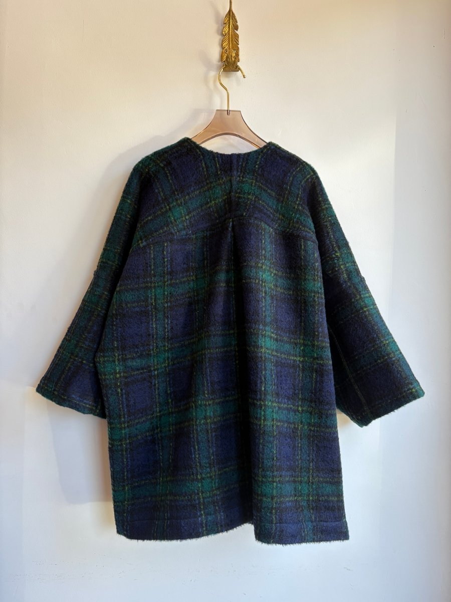 Green & Navy Plaid Wool Blend Chore Jacket - Made X Hudson