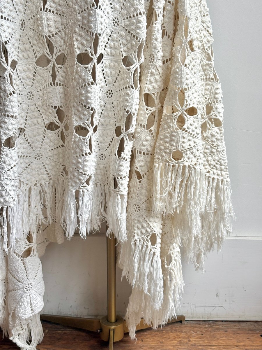 Zero-Waste Dress in Bright White Urchin Crochet Lace with Fringe - Made X Hudson