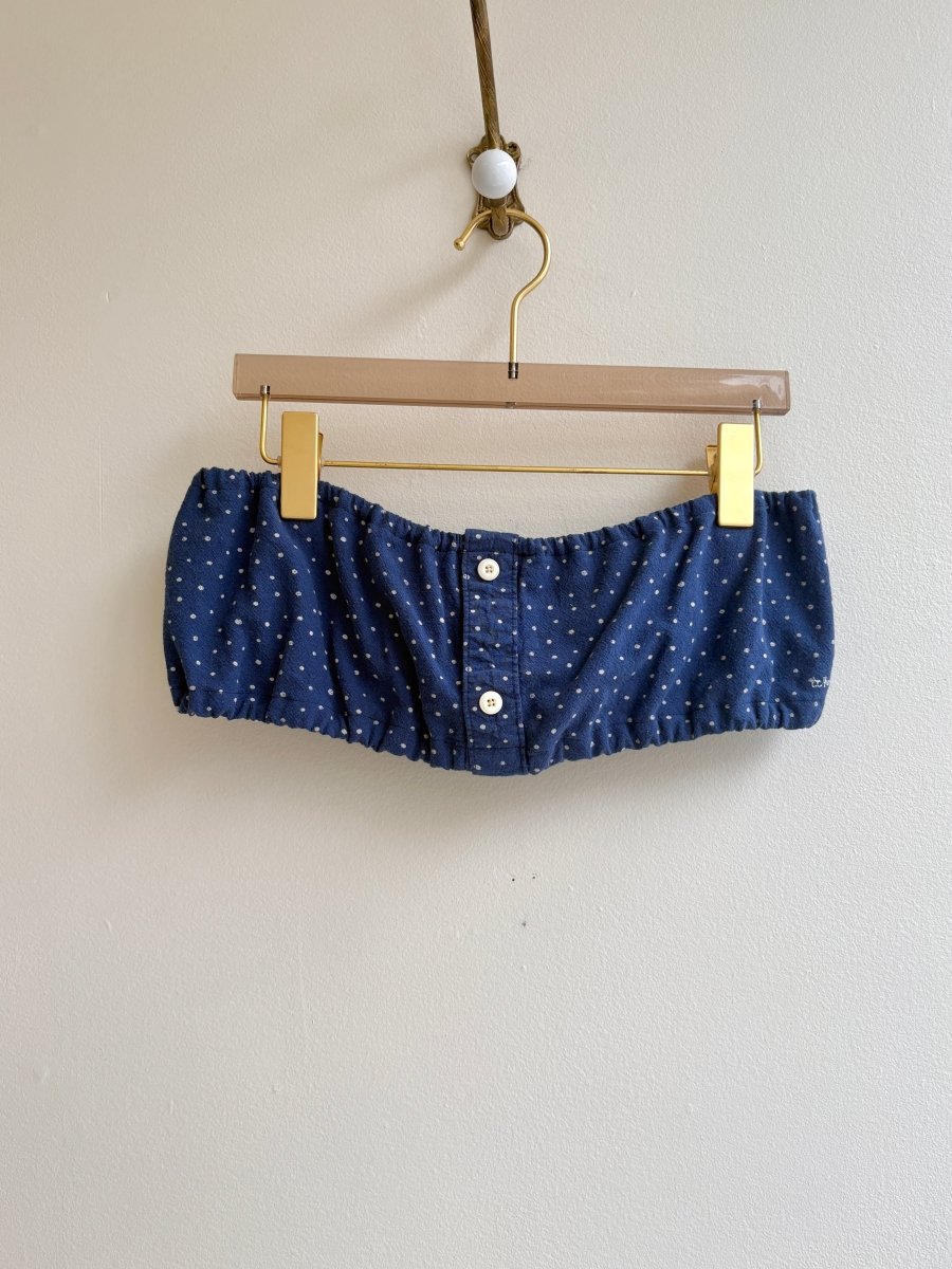 Blue and White Polka Dot Bandeau Top (Reworked) - Made X Hudson