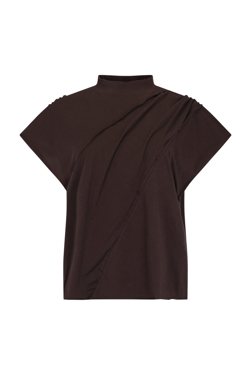 Sleeveless Tank w/ Draping (Brown) - Made X Hudson