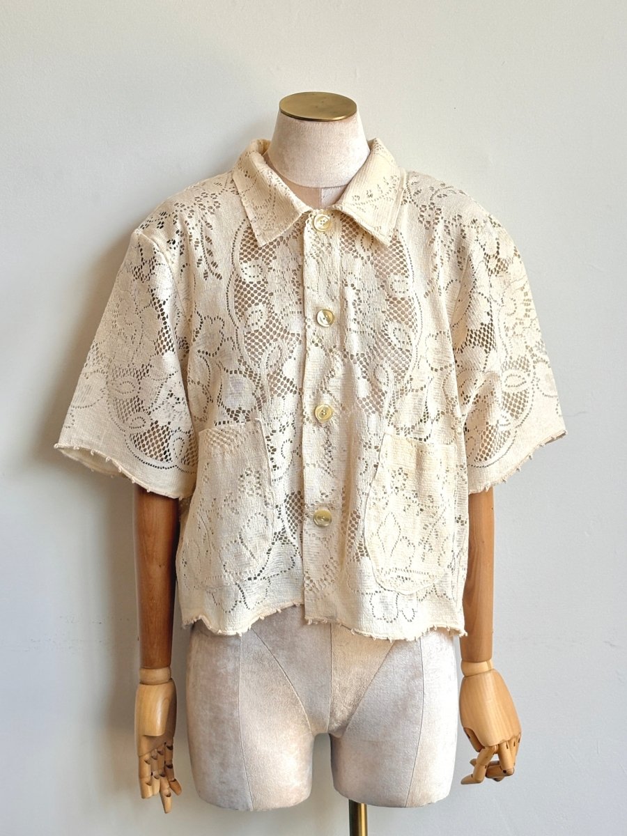 Cream Heirloom Lace Shirt - Made X Hudson