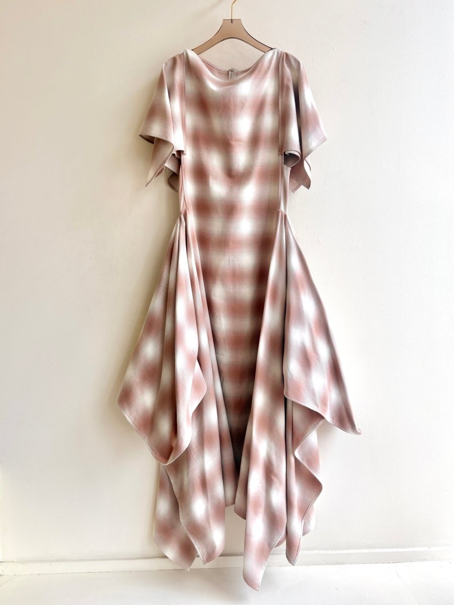 Deco Dress in Blush Faded Plaid Print - Made X Hudson