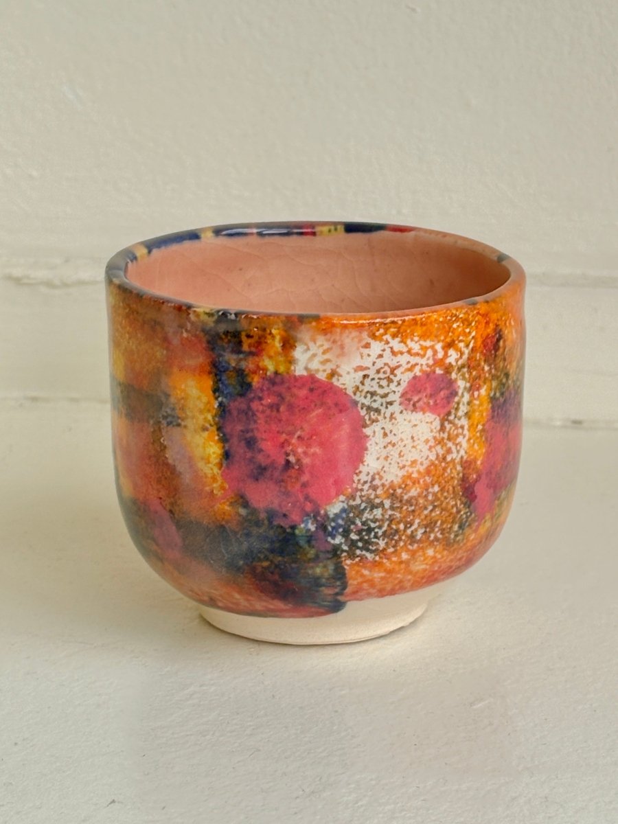 Orange, Pink, & Navy Glazed Interior Decorative Vase - Made X Hudson