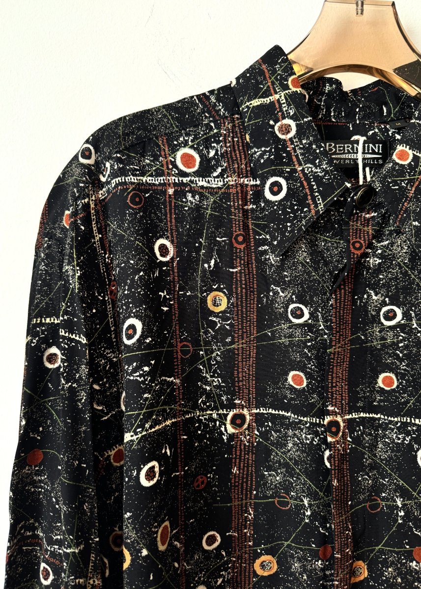 Bernini | Black Map Pattern Long Sleeve (Vintage) - Made X Hudson