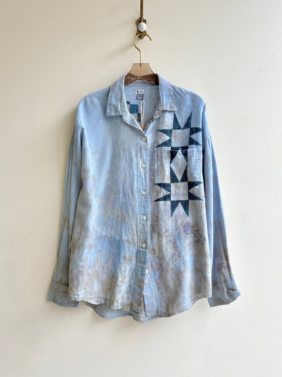 Hand Painted Quilt Soft Blue Top (Reworked) - Made X Hudson